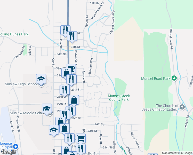 map of restaurants, bars, coffee shops, grocery stores, and more near 900 Lillie Circle Drive in Florence