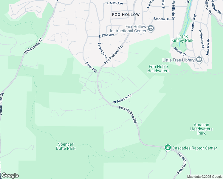 map of restaurants, bars, coffee shops, grocery stores, and more near 826 Foxboro Lane in Eugene