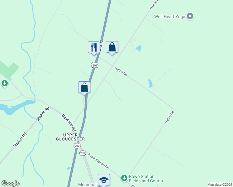 map of restaurants, bars, coffee shops, grocery stores, and more near 23 Country Way in New Gloucester
