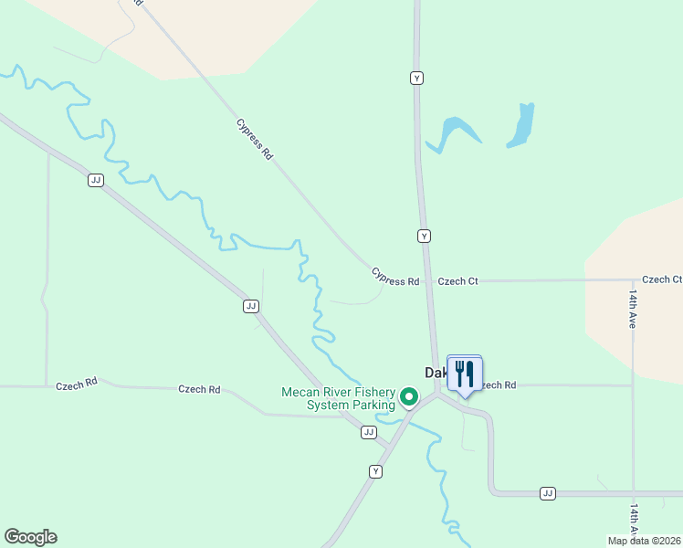 map of restaurants, bars, coffee shops, grocery stores, and more near W9559 Cypress Road in Wautoma