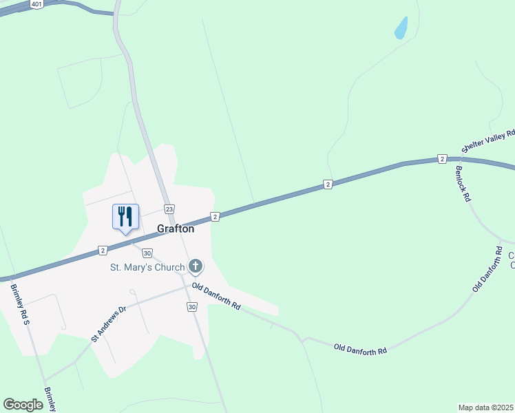 map of restaurants, bars, coffee shops, grocery stores, and more near 10955 County 2 Road in Grafton