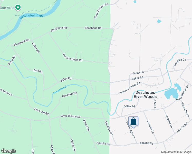 map of restaurants, bars, coffee shops, grocery stores, and more near 19154 Baker Road in Bend