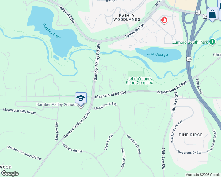 map of restaurants, bars, coffee shops, grocery stores, and more near 1971 Topaz Pointe Lane Southwest in Rochester