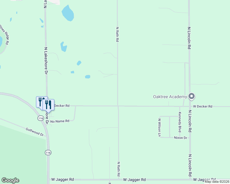 map of restaurants, bars, coffee shops, grocery stores, and more near 2067 North Rath Road in Ludington