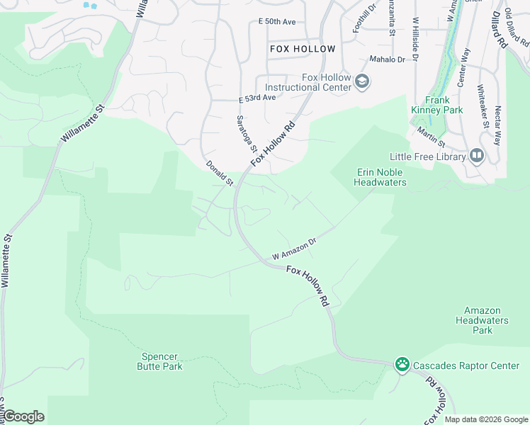 map of restaurants, bars, coffee shops, grocery stores, and more near 745 Woodleaf Lane in Eugene