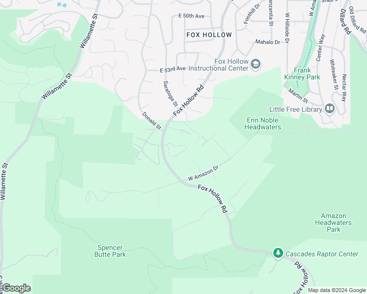 map of restaurants, bars, coffee shops, grocery stores, and more near 826 Foxboro Lane in Eugene
