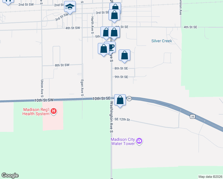 map of restaurants, bars, coffee shops, grocery stores, and more near 1004 Washington Ave S in Madison