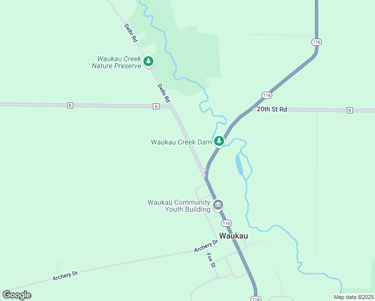 map of restaurants, bars, coffee shops, grocery stores, and more near 2837 County Road K in Omro