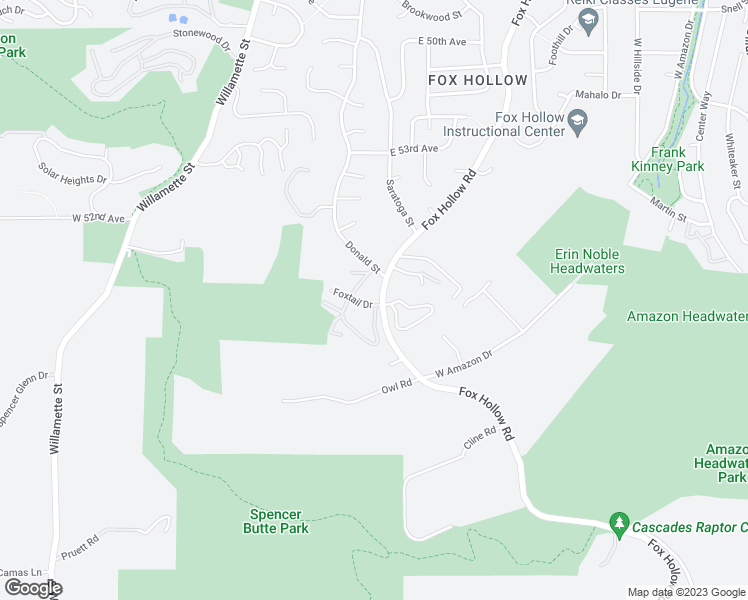 map of restaurants, bars, coffee shops, grocery stores, and more near 296 Woodridge Drive in Eugene