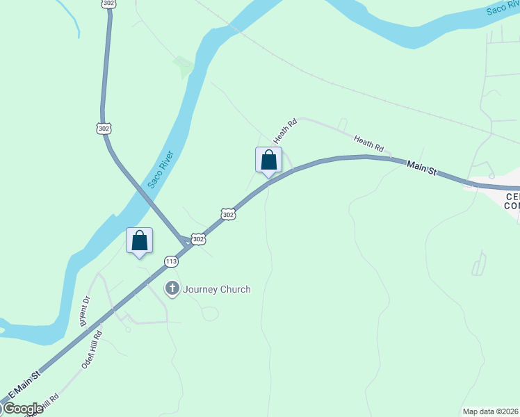 map of restaurants, bars, coffee shops, grocery stores, and more near 1553 Main Street in Fryeburg
