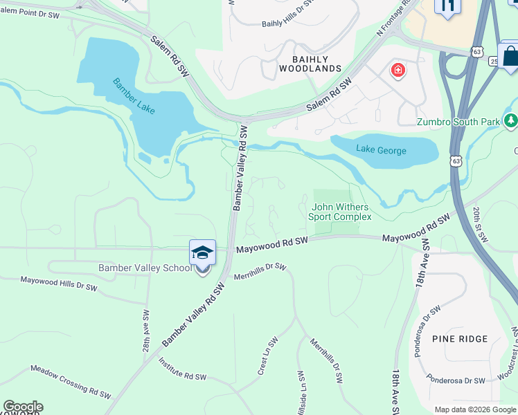 map of restaurants, bars, coffee shops, grocery stores, and more near 1879 Waterford Place Southwest in Rochester