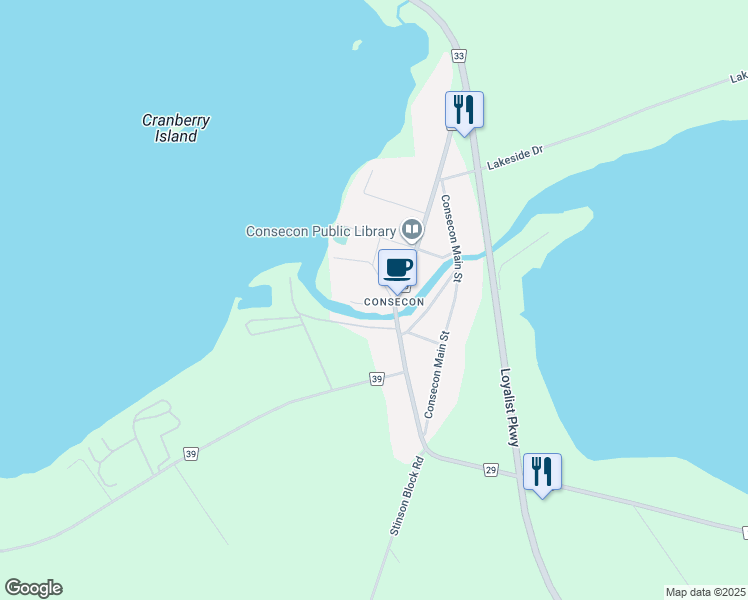 map of restaurants, bars, coffee shops, grocery stores, and more near 16 Store Street in Prince Edward County