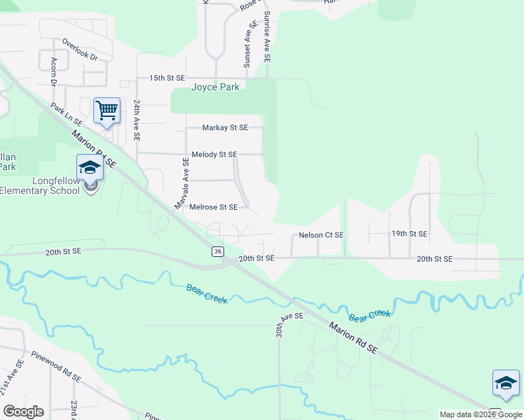 map of restaurants, bars, coffee shops, grocery stores, and more near 1812 Hillview Lane Southeast in Rochester