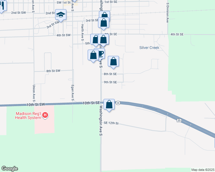 map of restaurants, bars, coffee shops, grocery stores, and more near 401-587 9th St SE in Madison