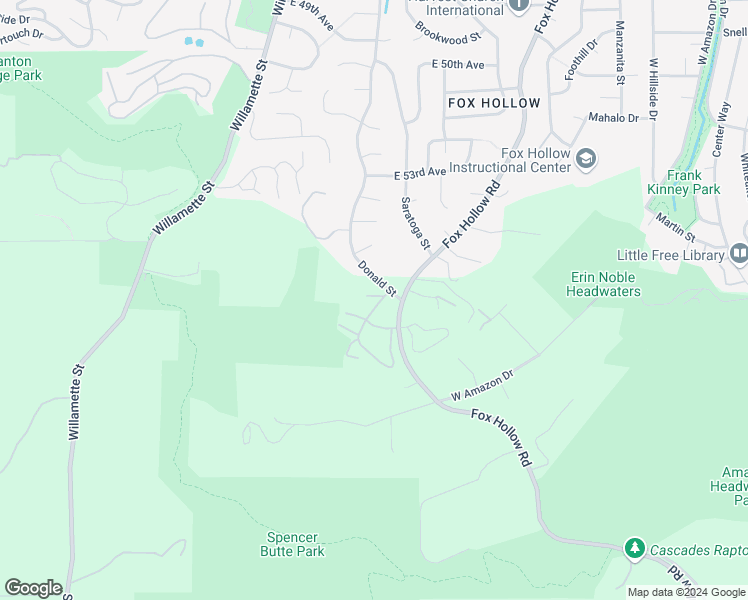 map of restaurants, bars, coffee shops, grocery stores, and more near 296 Woodridge Drive in Eugene