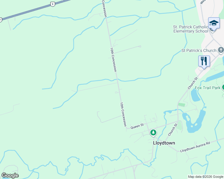 map of restaurants, bars, coffee shops, grocery stores, and more near 17060 Concession Road 10 in Schomberg