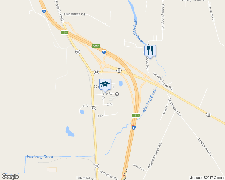 map of restaurants, bars, coffee shops, grocery stores, and more near 34017 B Street in Eugene