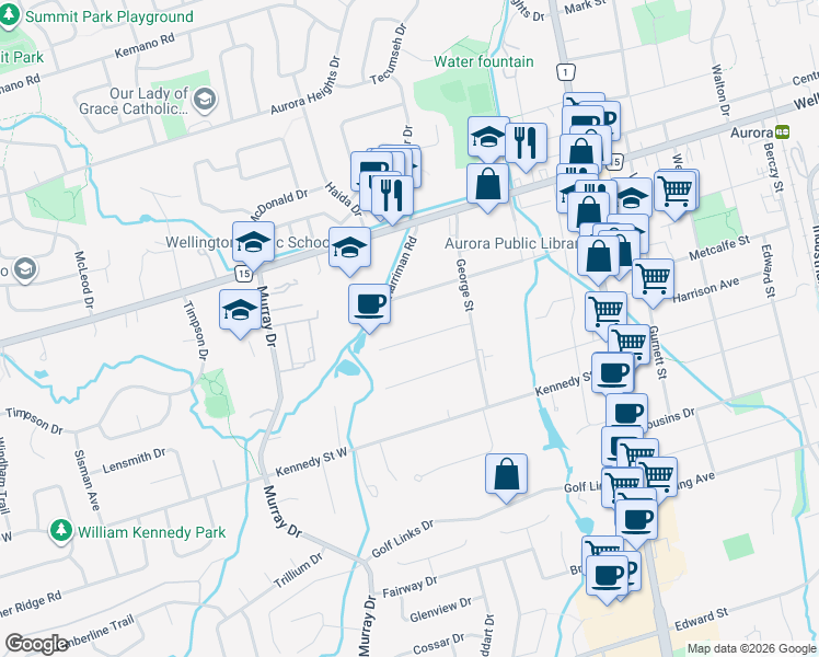 map of restaurants, bars, coffee shops, grocery stores, and more near in Aurora