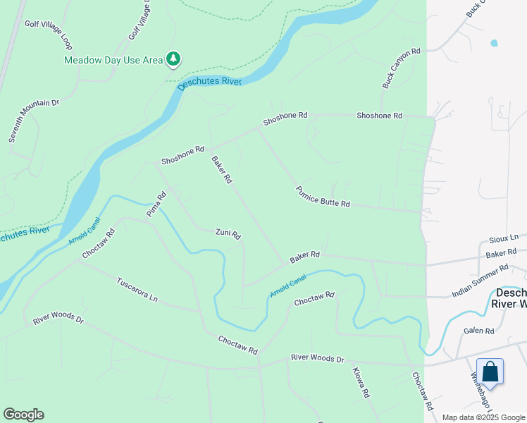 map of restaurants, bars, coffee shops, grocery stores, and more near 19002 Baker Road in Bend