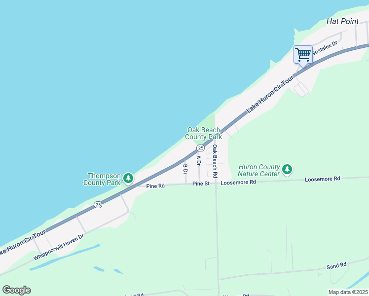 map of restaurants, bars, coffee shops, grocery stores, and more near 3390 Port Austin Road in Port Austin