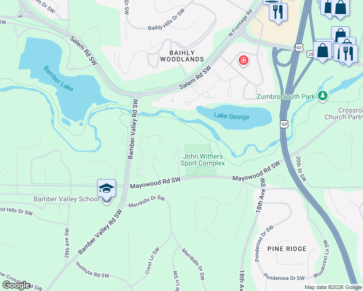 map of restaurants, bars, coffee shops, grocery stores, and more near 1849 Tiffany Cove Lane Southwest in Rochester