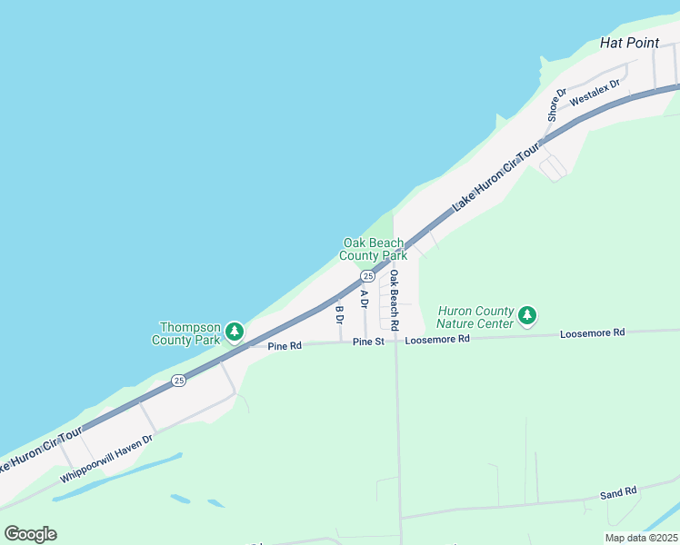 map of restaurants, bars, coffee shops, grocery stores, and more near 3390 Port Austin Road in Port Austin