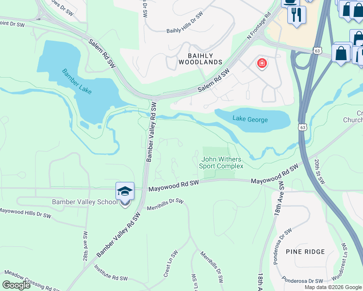 map of restaurants, bars, coffee shops, grocery stores, and more near 1872 Topaz Pointe Lane Southwest in Rochester