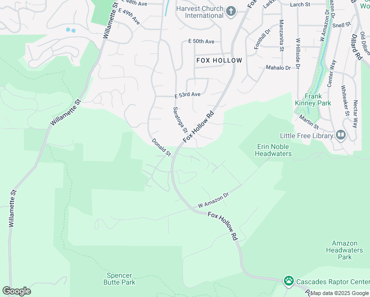 map of restaurants, bars, coffee shops, grocery stores, and more near 5393 Fox Hollow Road in Eugene