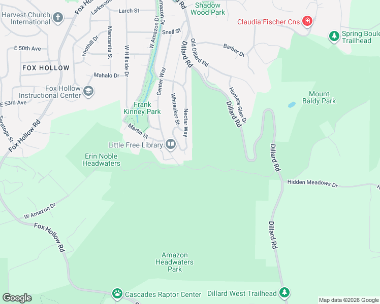 map of restaurants, bars, coffee shops, grocery stores, and more near 5165 Nectar Way in Eugene