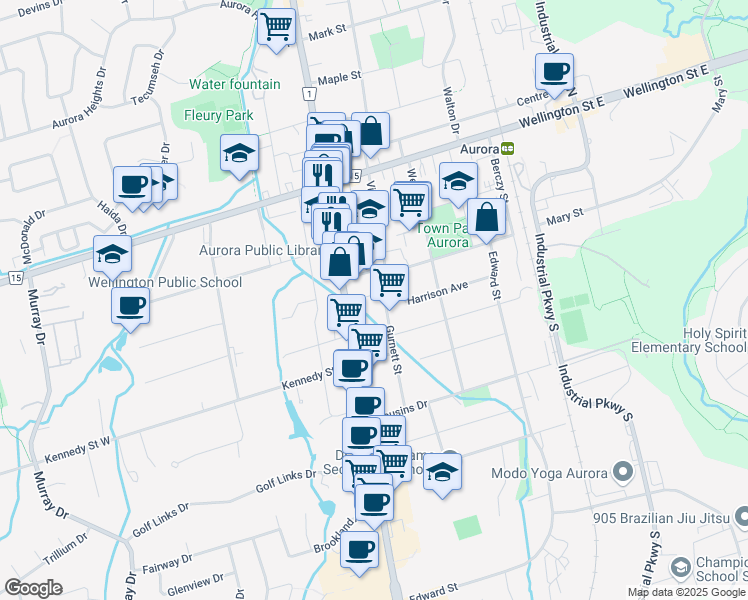 map of restaurants, bars, coffee shops, grocery stores, and more near in Aurora