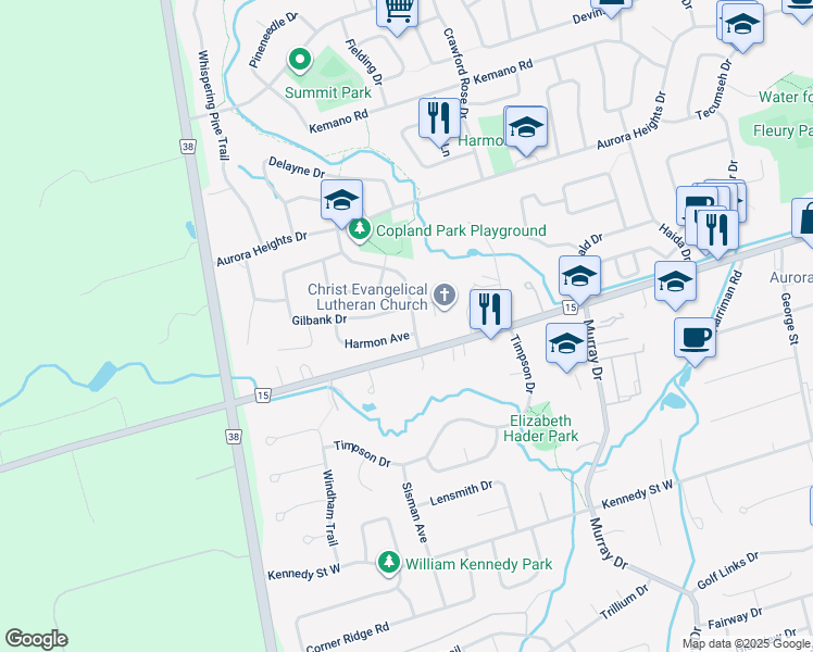 map of restaurants, bars, coffee shops, grocery stores, and more near 2 Harmon Avenue in Aurora