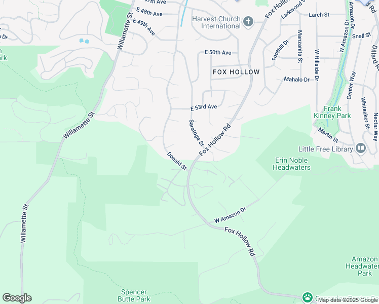 map of restaurants, bars, coffee shops, grocery stores, and more near 5316 Fox Hollow Road in Eugene