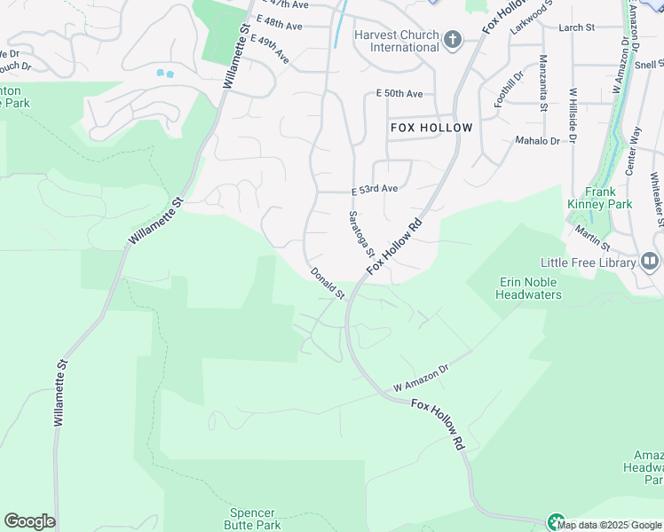 map of restaurants, bars, coffee shops, grocery stores, and more near 5439 Donald Street in Eugene