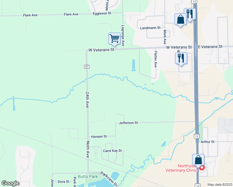 map of restaurants, bars, coffee shops, grocery stores, and more near 24054 Jefferson Street in Tomah