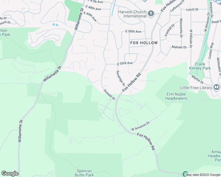 map of restaurants, bars, coffee shops, grocery stores, and more near 5439 Donald Street in Eugene