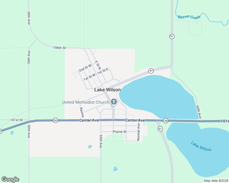 map of restaurants, bars, coffee shops, grocery stores, and more near 301 Minnesota Avenue in Lake Wilson