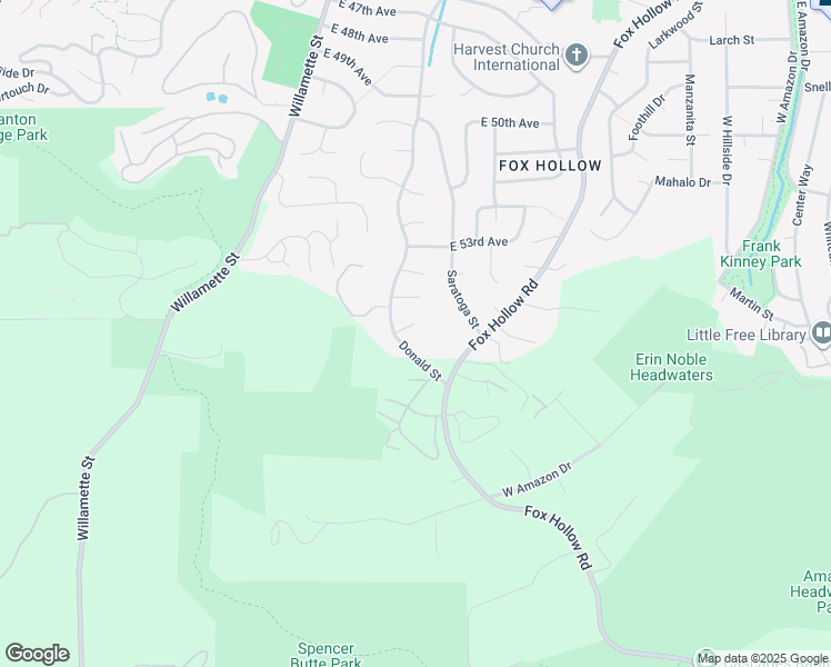map of restaurants, bars, coffee shops, grocery stores, and more near 5439 Donald Street in Eugene