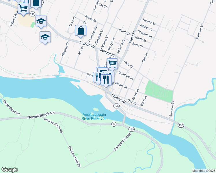 map of restaurants, bars, coffee shops, grocery stores, and more near 7 Main Street in Lisbon