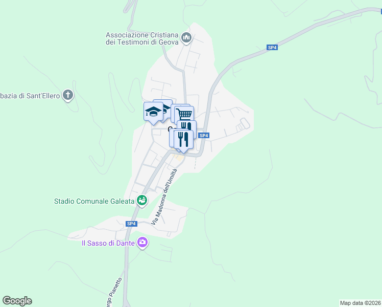 map of restaurants, bars, coffee shops, grocery stores, and more near 16 Piazza Aldo Palareti in Galeata
