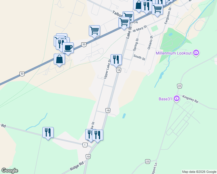 map of restaurants, bars, coffee shops, grocery stores, and more near 13 Hineman Street in Prince Edward