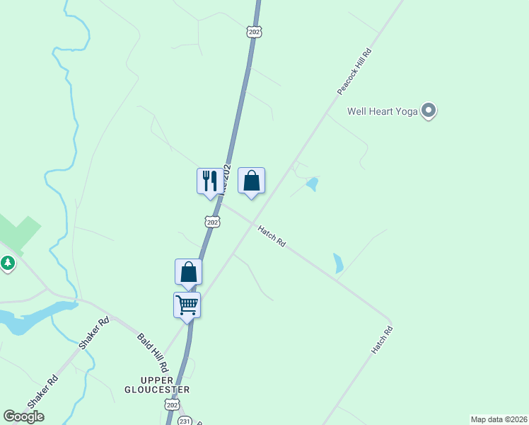 map of restaurants, bars, coffee shops, grocery stores, and more near 79 Peacock Hill Road in New Gloucester