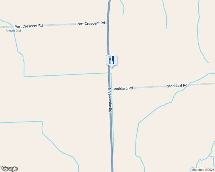 map of restaurants, bars, coffee shops, grocery stores, and more near 6945 North Van Dyke Road in Port Austin