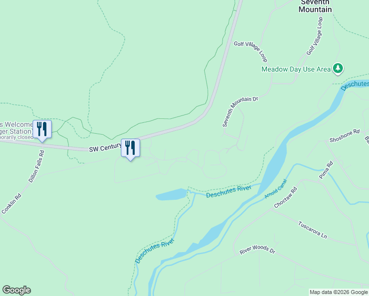 map of restaurants, bars, coffee shops, grocery stores, and more near 60496 Kangaroo Loop in Bend