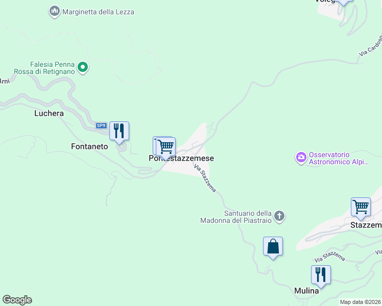map of restaurants, bars, coffee shops, grocery stores, and more near 84 Strada Provinciale 42 in Pontestazzemese