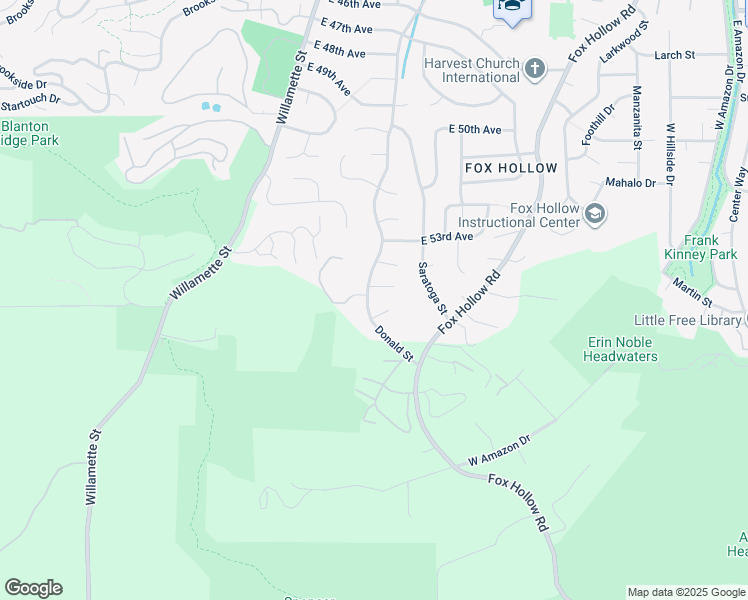 map of restaurants, bars, coffee shops, grocery stores, and more near 5405 Donald Street in Eugene