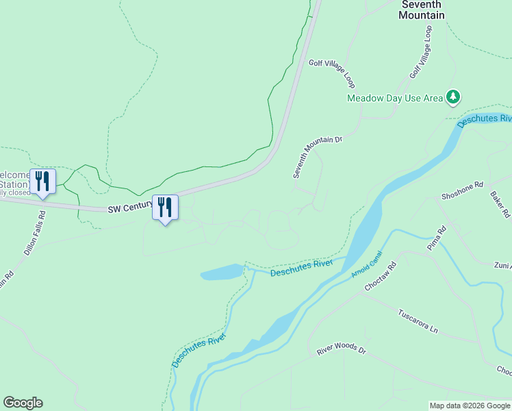 map of restaurants, bars, coffee shops, grocery stores, and more near 60419 Kangaroo Loop in Bend