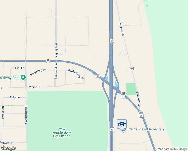 map of restaurants, bars, coffee shops, grocery stores, and more near W7718 Wisconsin 35 in Holmen