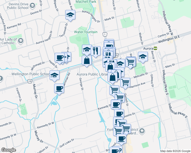map of restaurants, bars, coffee shops, grocery stores, and more near 40 Tyler Street in Aurora