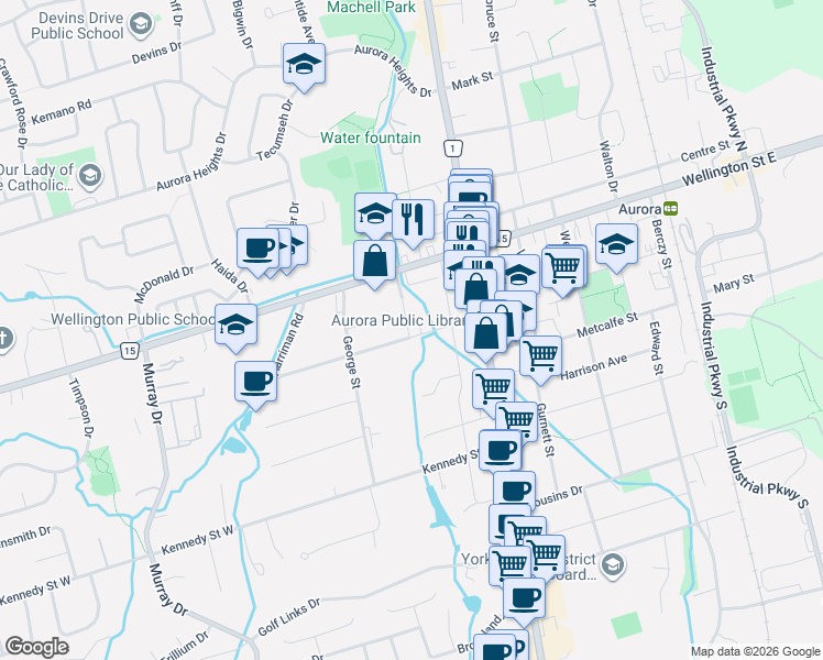 map of restaurants, bars, coffee shops, grocery stores, and more near 40 Tyler Street in Aurora