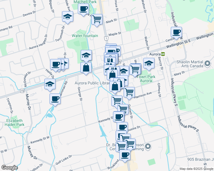 map of restaurants, bars, coffee shops, grocery stores, and more near 15 Tyler Street in Aurora